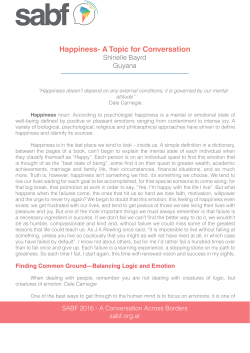 Happiness- A Topic for Conversation