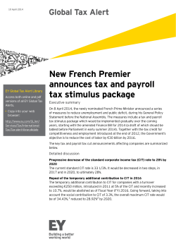 New French Premier announces tax and payroll tax stimulus