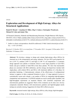Exploration and Development of High Entropy Alloys for