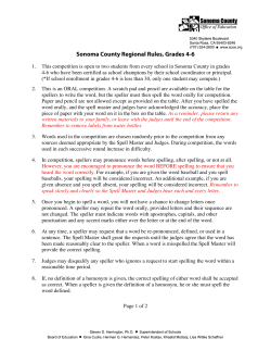 Sonoma County Regional Rules, Grades 4-6