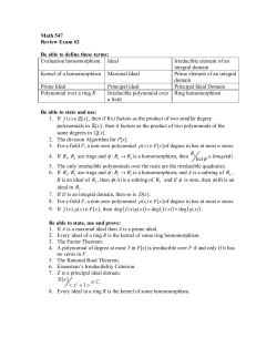 Math 547 Review Exam #2 Be able to define these terms: Evaluation