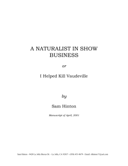 a naturalist in show business - University of California San Diego