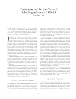 Christianity and Dr. Sun Yat-sen`s Schooling in Hawai`