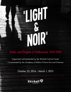 Exiles and &Eacute;migr&eacute;s in Hollywood, 1933-1950