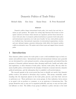 Domestic Politics of Trade Policy