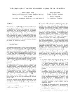 a common intermediate language for ML and Haskell
