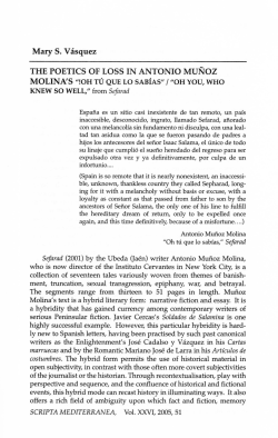 Mary S. V asquez THE POETICS OF LOSS IN ANTONIO MUNOZ