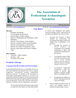 The Association of Professional Archaeologists Newsletter