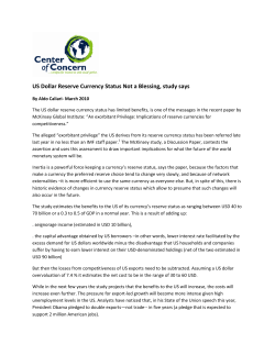 US Dollar Reserve Currency Status Not a Blessing, study says