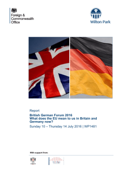 British German Forum 2016 What does the EU mean to