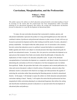 Curriculum, Marginalization, and the Professoriate
