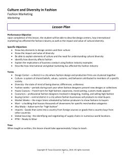 Culture and Diversity in Fashion Lesson Plan