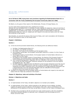 Bank Act 1998 &ndash; unofficial translation December 2015 Act of 26