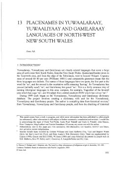 13 placenames in yuwaalaraay, yuwaaliyaay - ANU Press