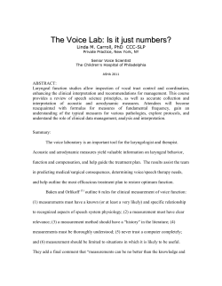 The Voice Lab: Is it just numbers?