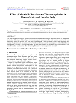 Effect of Metabolic Reactions on Thermoregulation in Human Males
