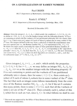 ON A GENERALIZATION OF RAMSEY NUMBERS Paul ERDŐS