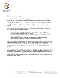Our Gift Acceptance Policy Jacob`s Color Link Initiative (&ldquo;JCLI&rdquo;), a