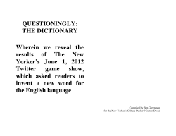 QUESTIONINGLY: THE DICTIONARY Wherein we reveal the results