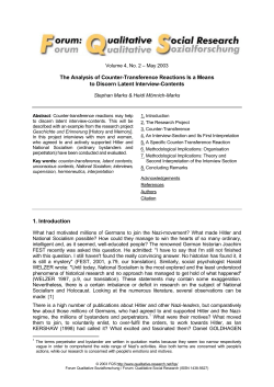 The Analysis of Counter-Transference Reactions Is a Means to