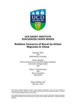Relative Concerns of Rural-to-Urban Migrants in China