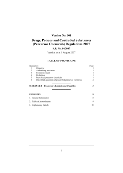 Drugs, Poisons and Controlled Substances (Precursor Chemicals