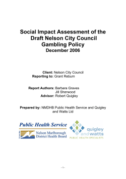 Social Impact Assessment of the draft Nelson