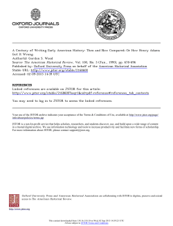 A Century of Writing Early American History: Then and