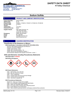 Sodium Sulfide - Hi Valley Chemical Acid MSDS`s Page