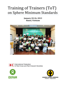 Training of Trainers (ToT) on Sphere Minimum Standards