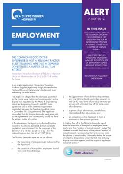 Employment Alert - Cliffe Dekker Hofmeyr