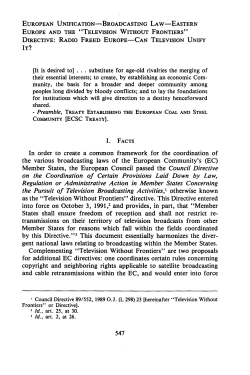 Eastern Europe and the "Television Without Frontiers" Directive