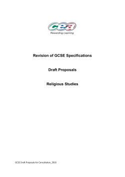 Revision of GCSE Specifications Draft Proposals Religious