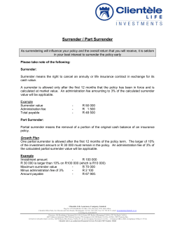 Surrender / Part Surrender