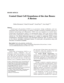Central Giant Cell Granuloma of the Jaw Bones: A Review