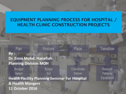 EQUIPMENT PLANNING PROCESS FOR HOSPITAL / HEALTH