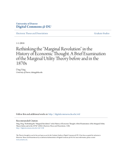 in the History of Economic Thought. A Brief Examination of the