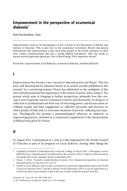 Empowerment in the perspective of ecumenical diakonia I II