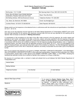 North Dakota Department of Transportation REQUEST FOR BID