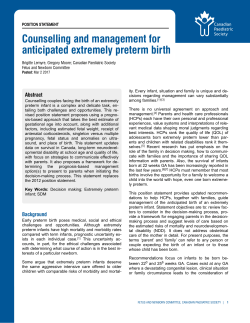 Counselling and management for anticipated extremely preterm birth