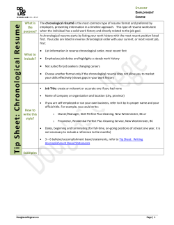 Tip Sh ee t: Ch ron olog ica l R esu m