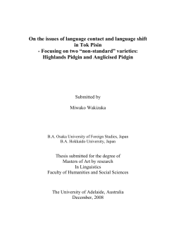 On the issues of language contact and language shift in Tok Pisin