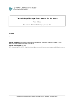 The building of Europe. Some lessons for the future