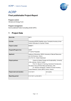 Final publishable Project-Report 1 Project Data - Klima