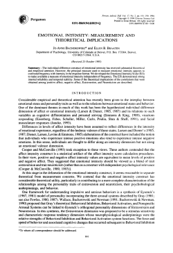 EMOTIONAL INTENSITY: MEASUREMENT AND THEORETICAL