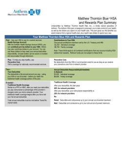 Matthew Thornton Blue&trade;HSA and Rewards Plan Summary