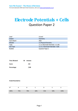 Electrode Potentials + Cells