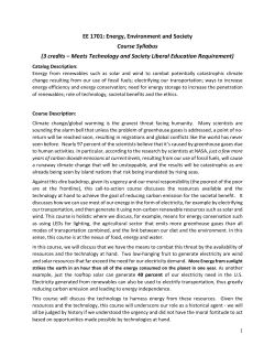 EE 1701: Energy, Environment and Society Course Syllabus (3