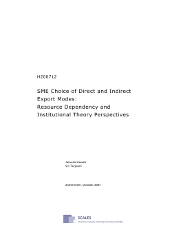 SME Choice of Direct and Indirect Export Modes: Resource