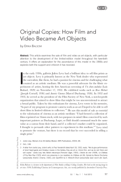 Original Copies: How Film and Video Became Art Objects